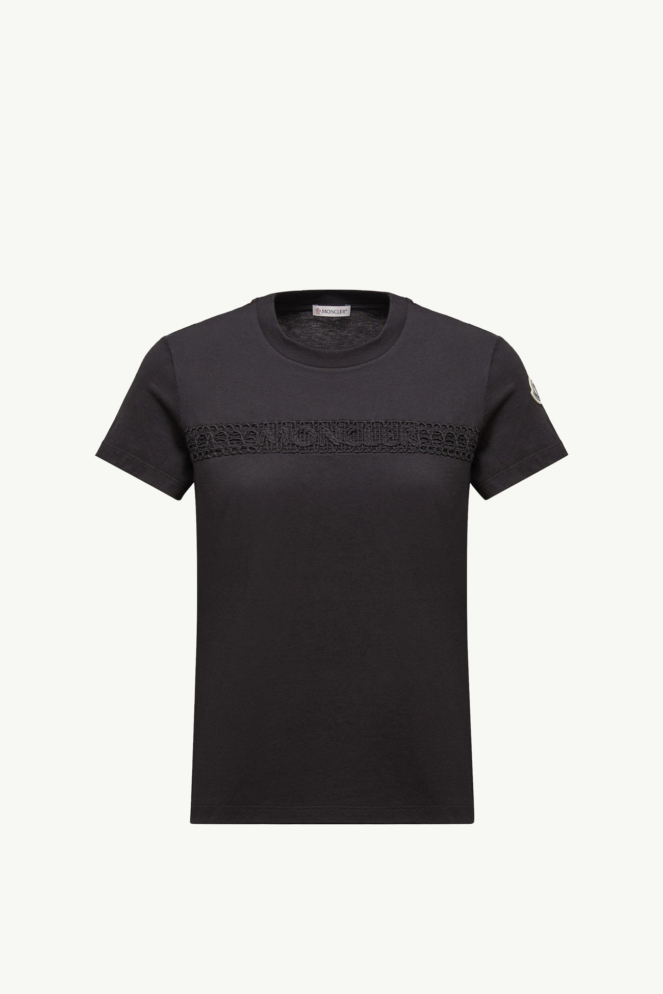 Embroidered Logo Cotton T-Shirt Women Black Moncler 2