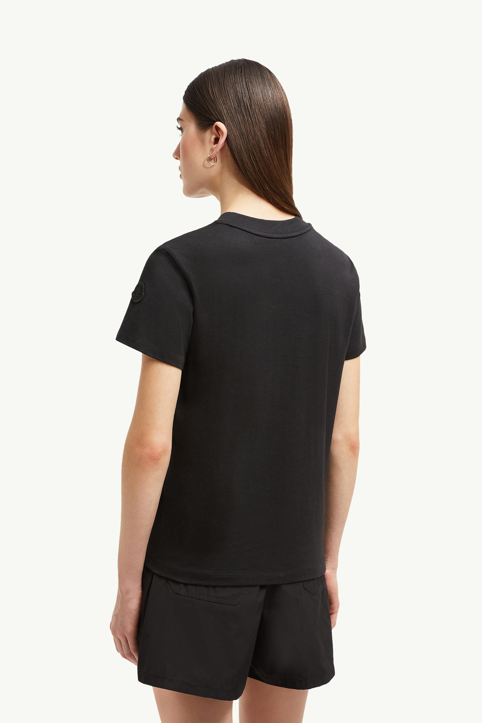 Crystal Flowers Cotton T-Shirt Women Black Moncler 4