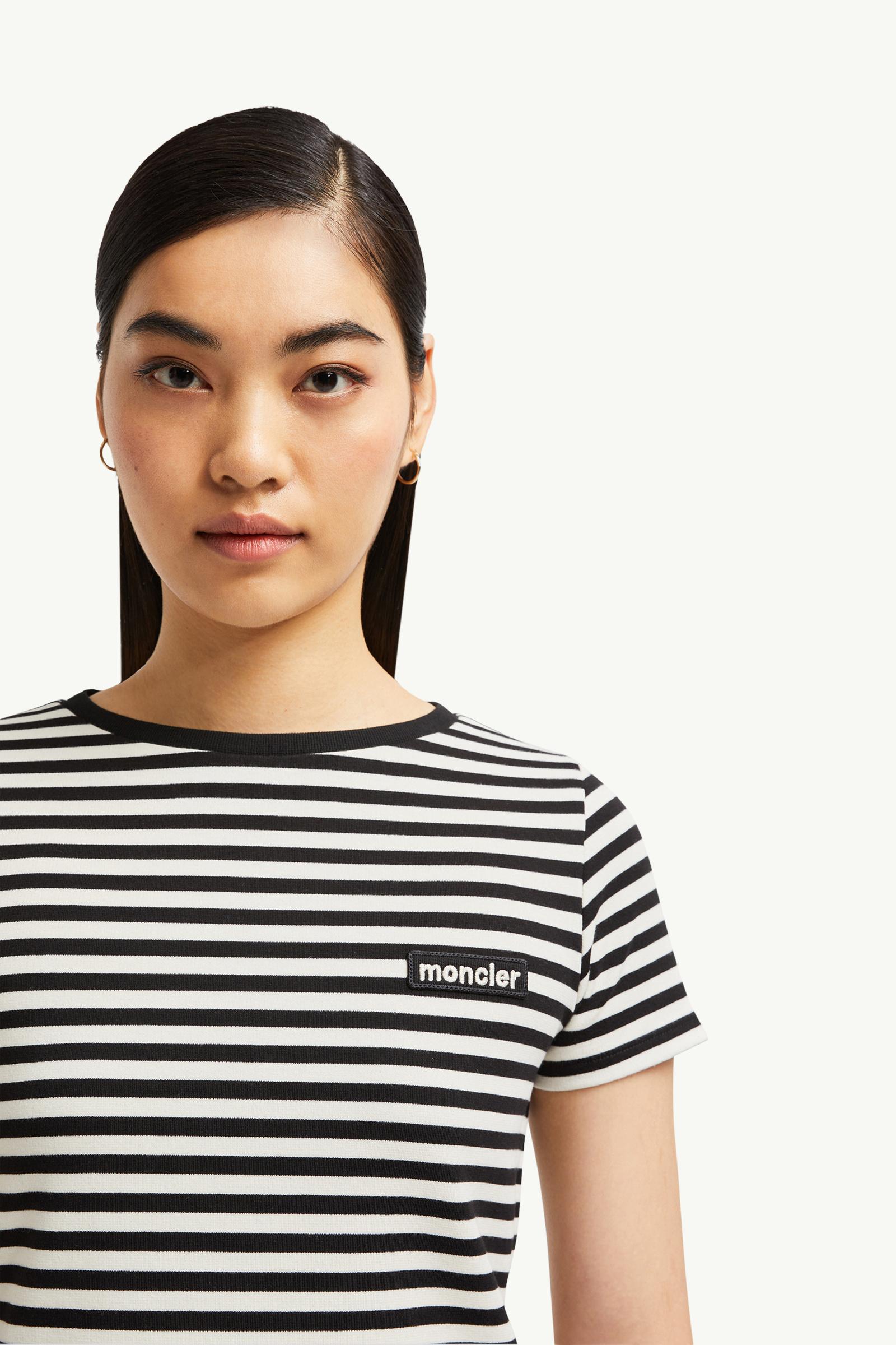 Striped Cotton T-Shirt Women Blue & White Moncler 1
