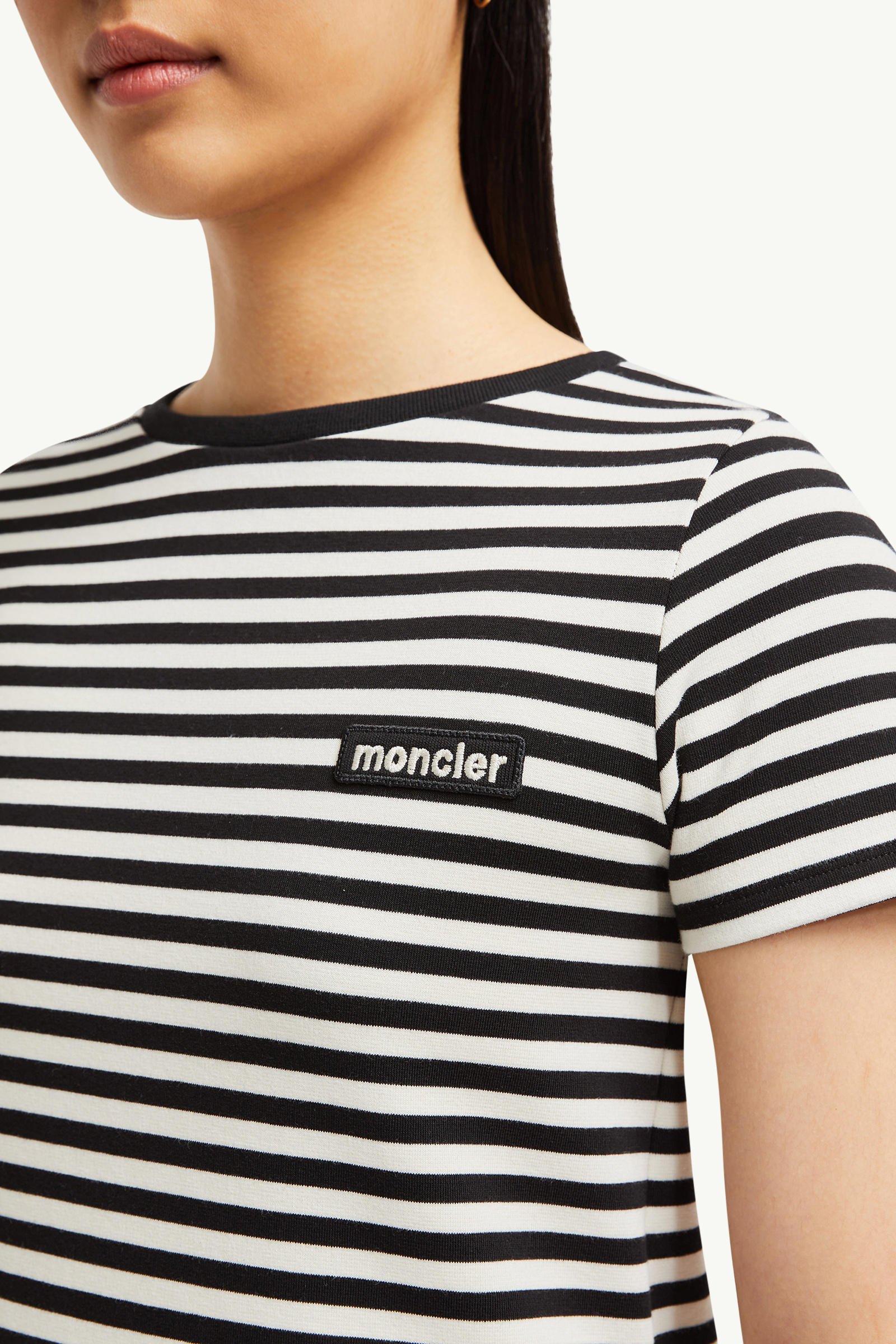 Striped Cotton T-Shirt Women Blue & White Moncler 5