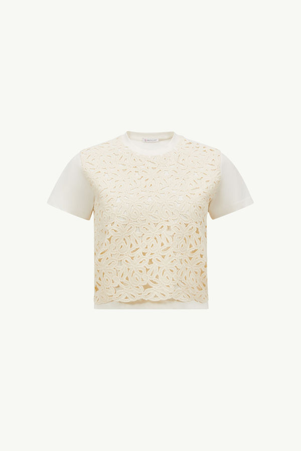 Macramé Cotton T-Shirt Women White Moncler 2