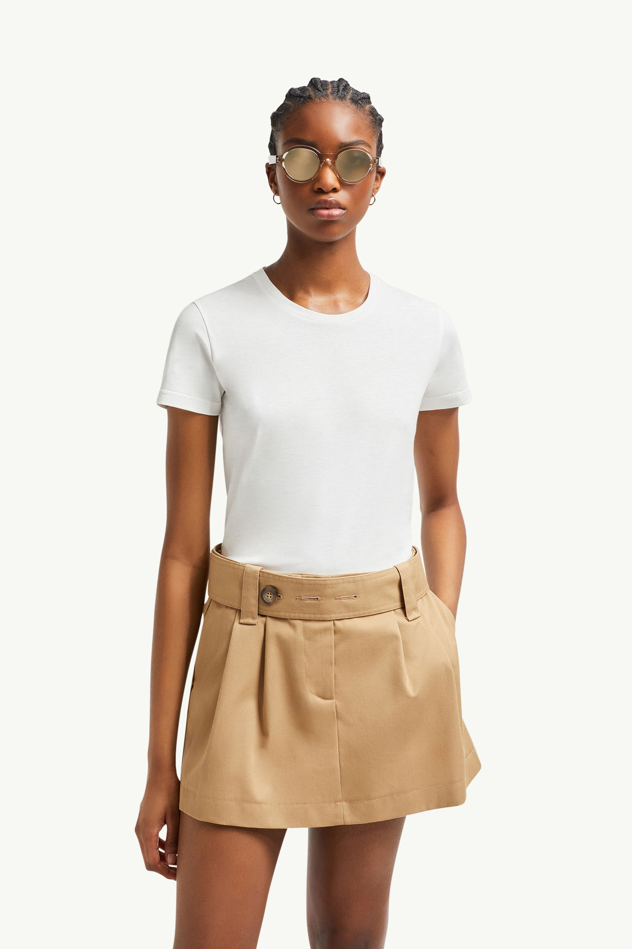 T-Shirt aus Baumwolljersey mit Logoaufnäher Damen Offwhite Moncler 0