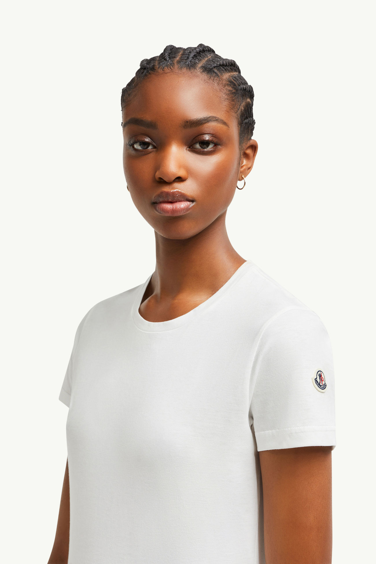 로고 패치 코튼 저지 티셔츠 여성 오프 화이트 Moncler 1