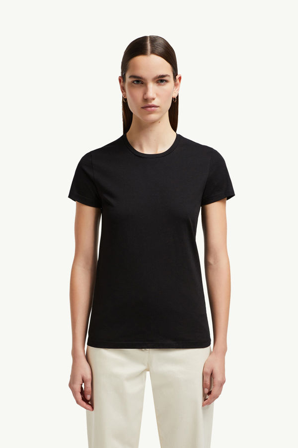 Logo Patch Cotton Jersey T-Shirt Women Black Moncler 3