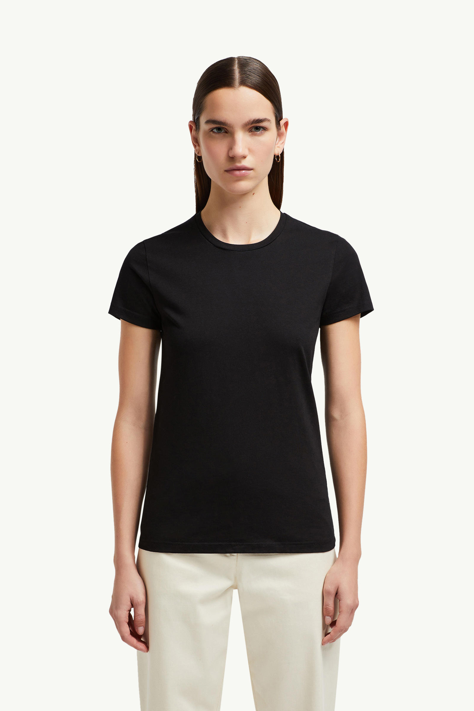 Logo Patch Cotton Jersey T-Shirt Women Black Moncler 3