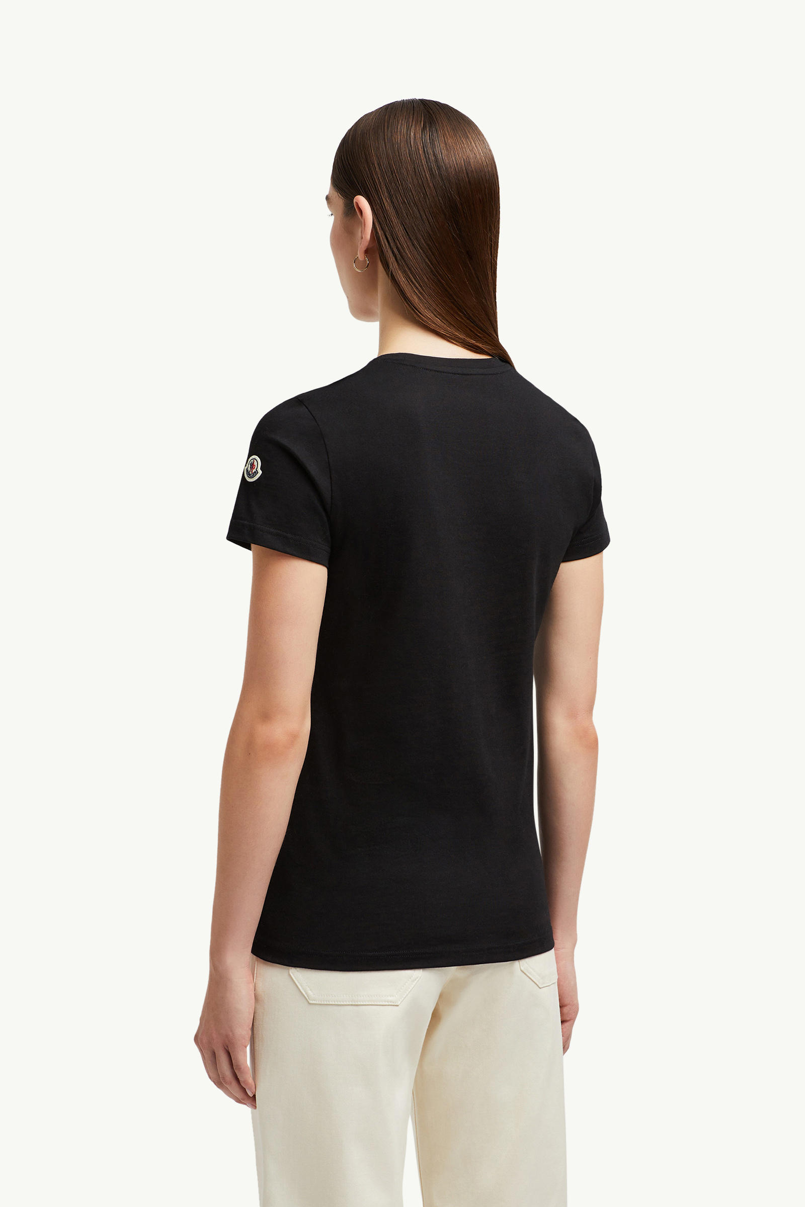 Logo Patch Cotton Jersey T-Shirt Women Black Moncler 4