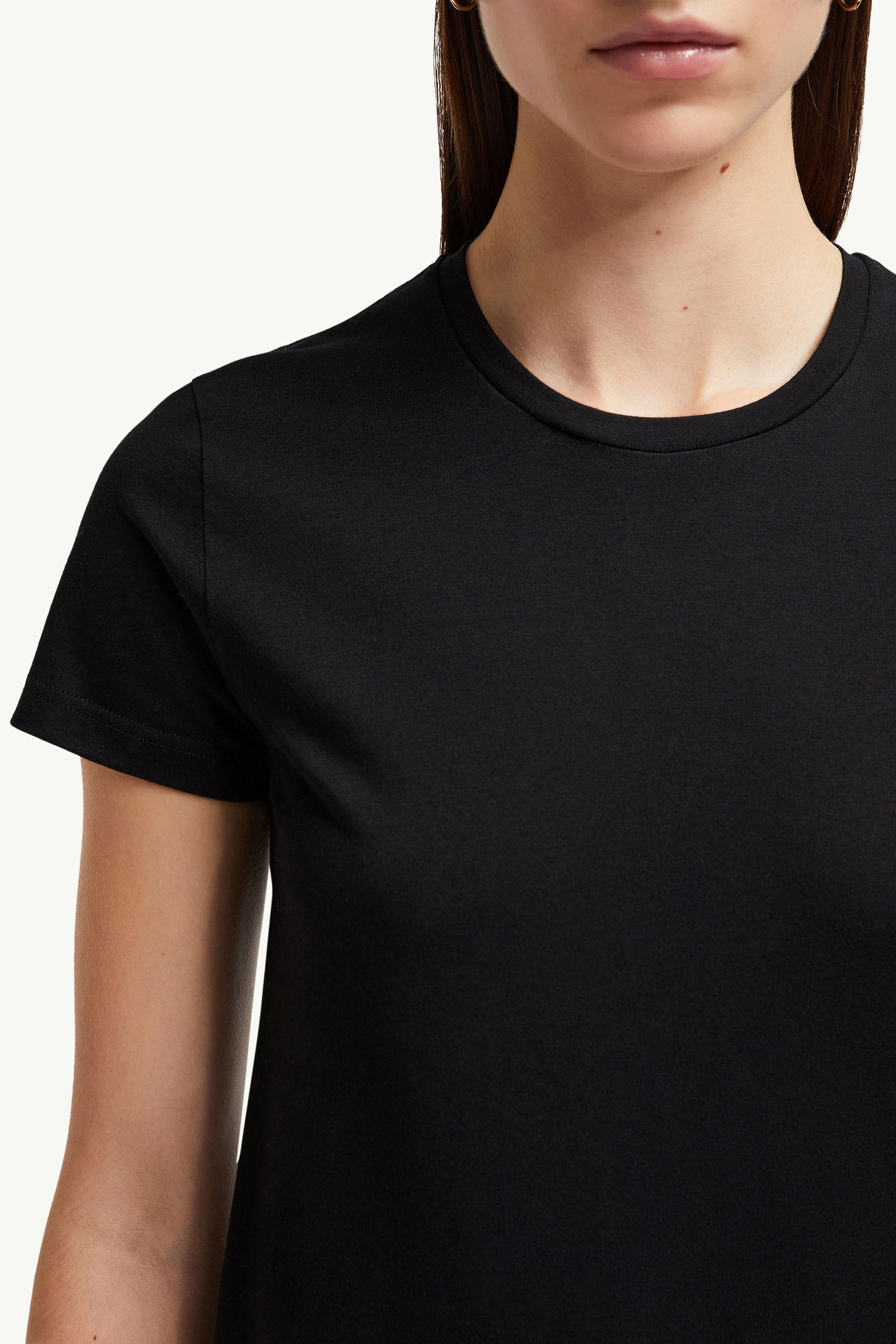 女士标识贴片棉质平纹针织T恤 女士 黑色 Moncler 5