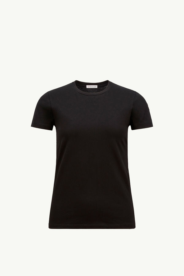 Logo Patch Cotton Jersey T-Shirt Women Black Moncler 2