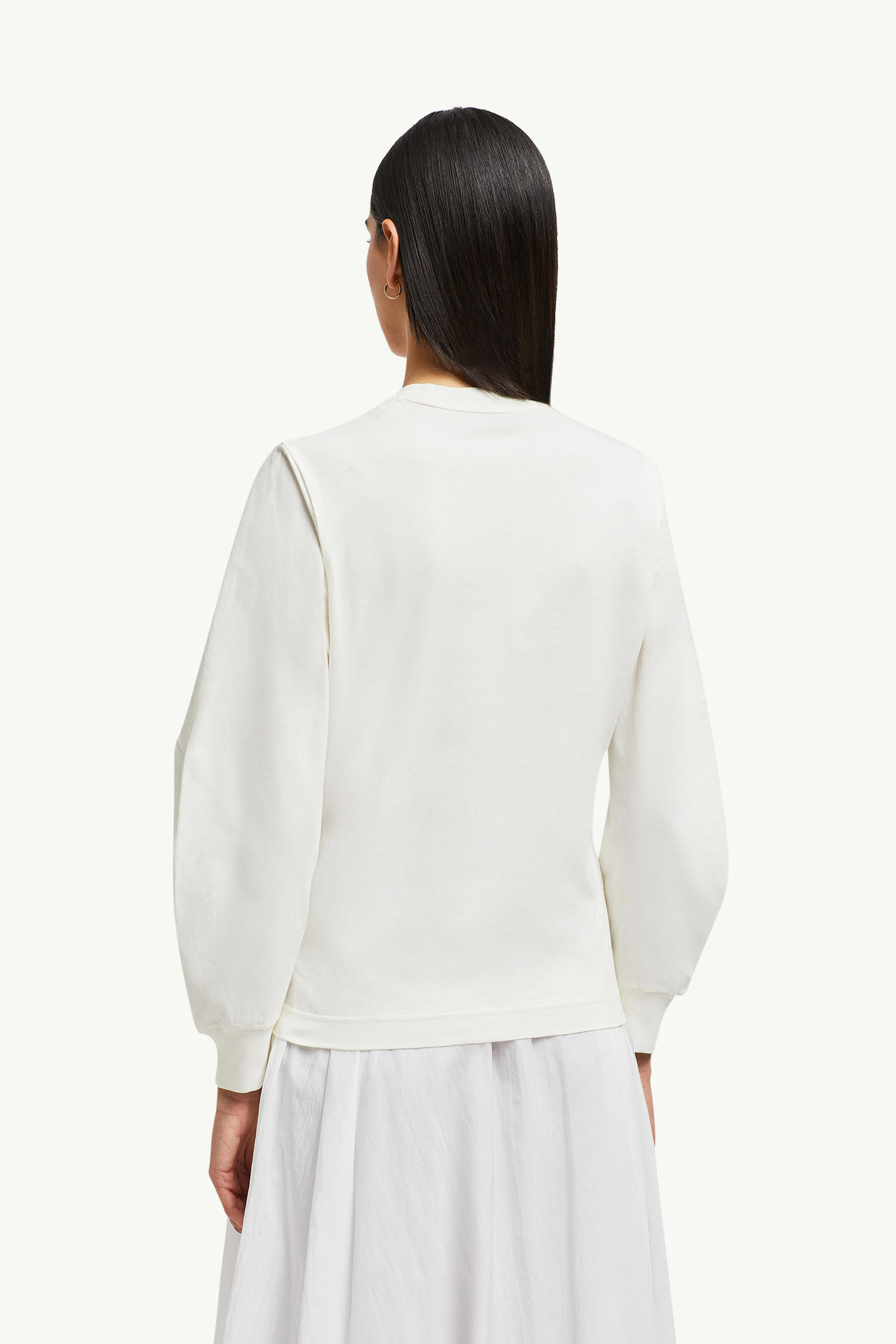 Cotton Pleated Sleeve T-Shirt Women White Moncler 4