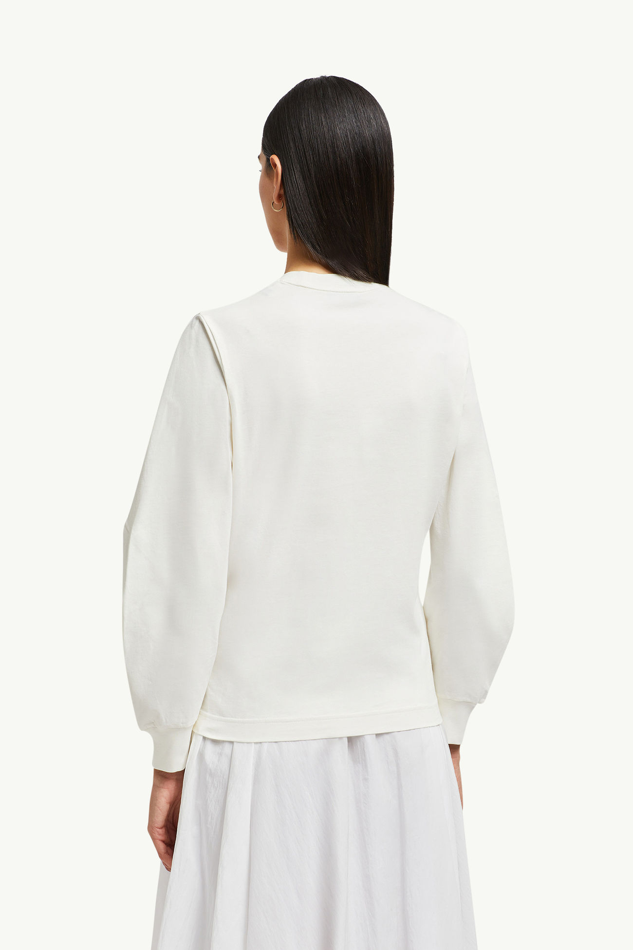 T-Shirt aus Baumwolle mit plissierten Ärmeln Damen Weiß Moncler 4