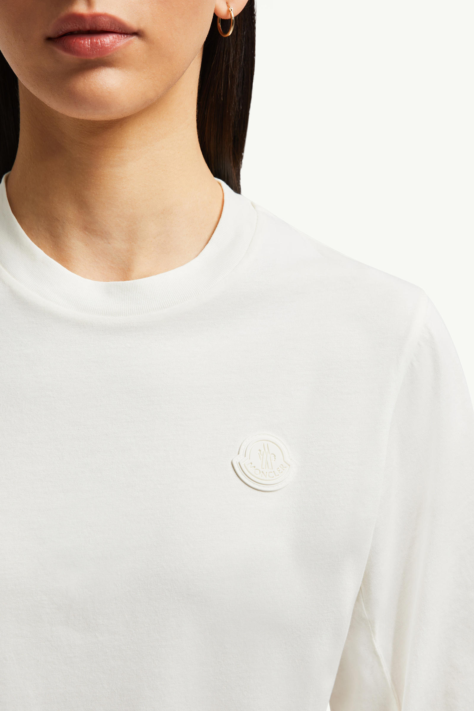 Cotton Pleated Sleeve T-Shirt Women White Moncler 5