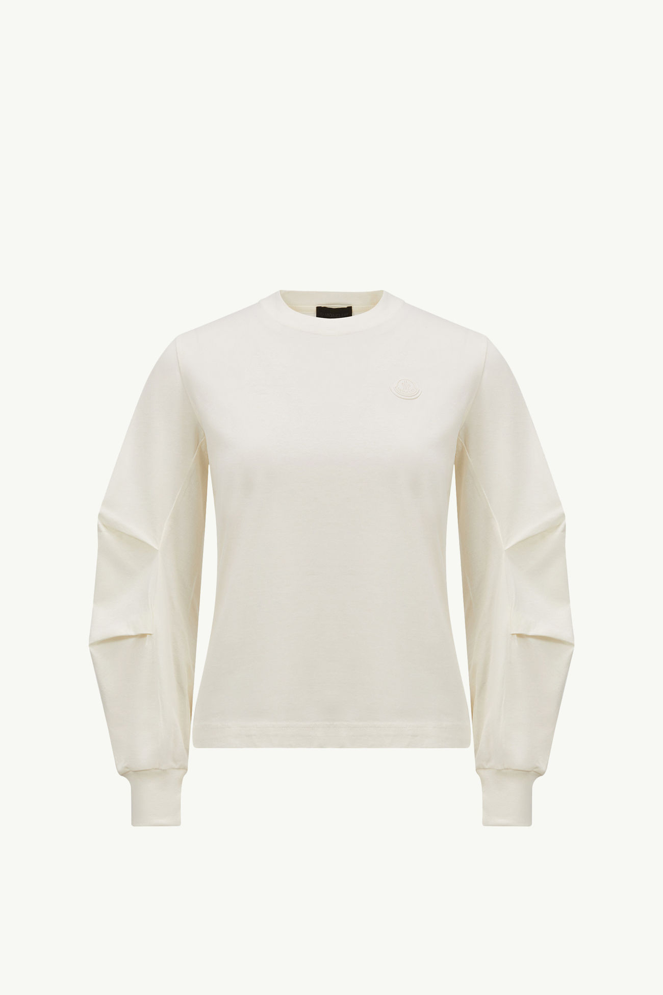 T-Shirt aus Baumwolle mit plissierten Ärmeln Damen Weiß Moncler 2