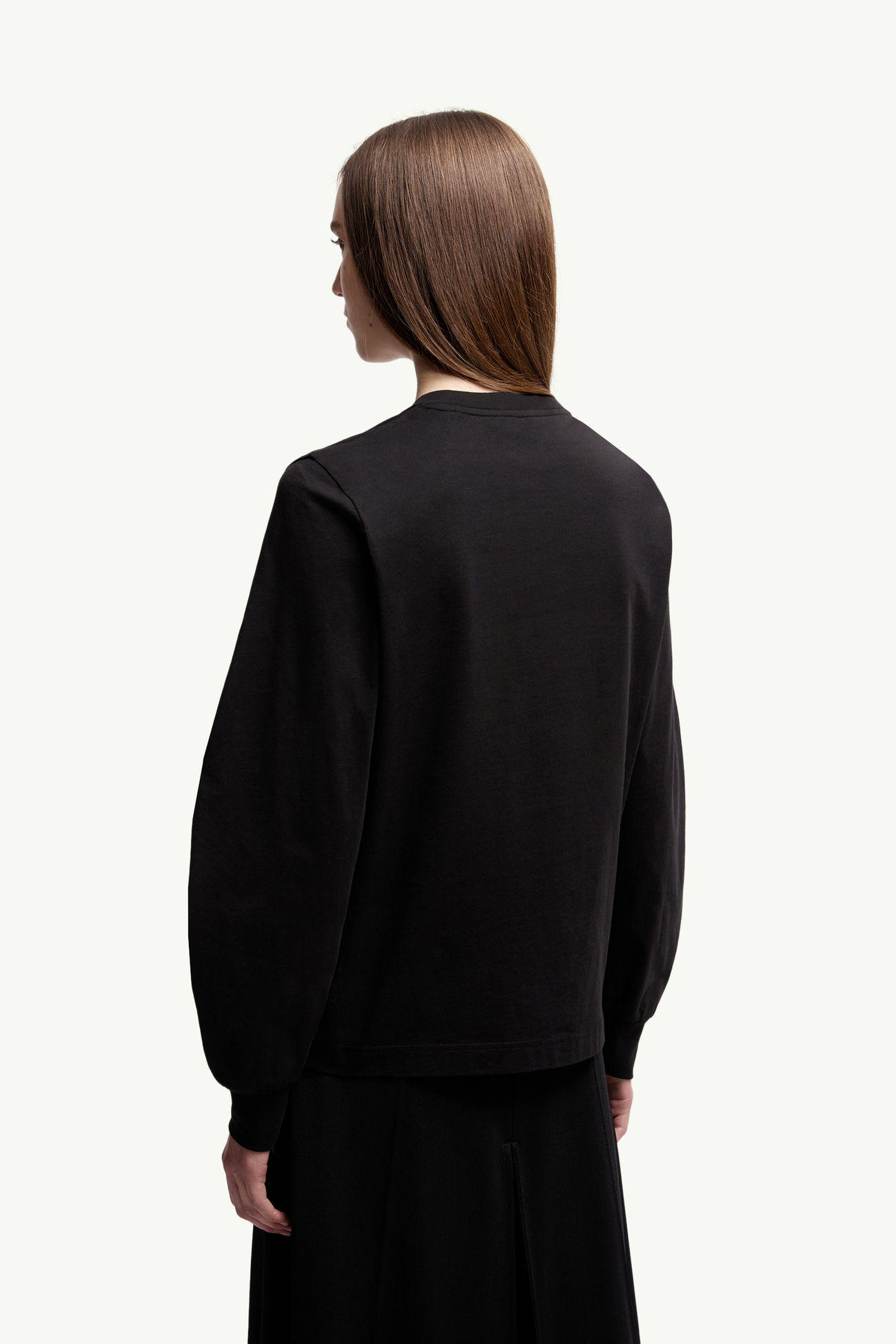 Cotton Pleated Sleeve T-Shirt Women Black Moncler 4