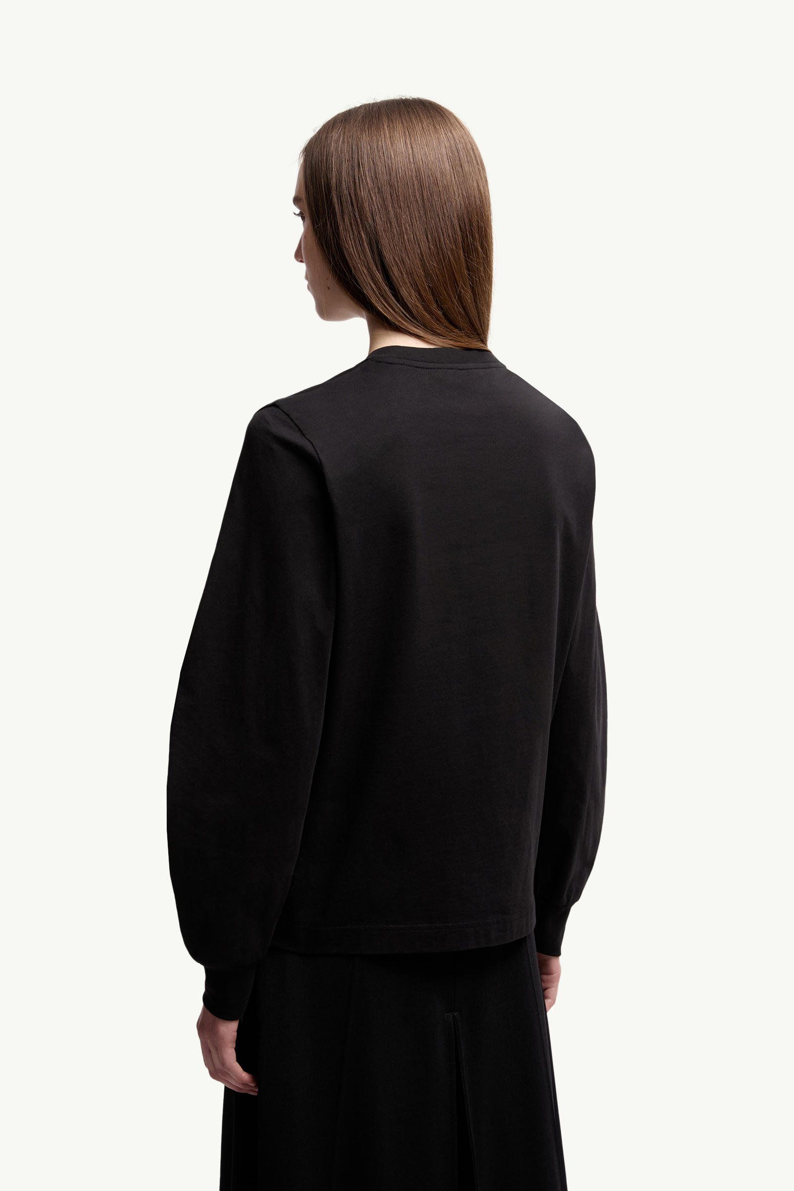 Cotton Pleated Sleeve T-Shirt Women Black Moncler 4