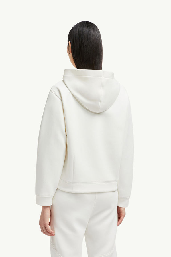 Year of the Snake Embroidered Logo Neoprene Zip-Up Hoodie Women White Moncler 4