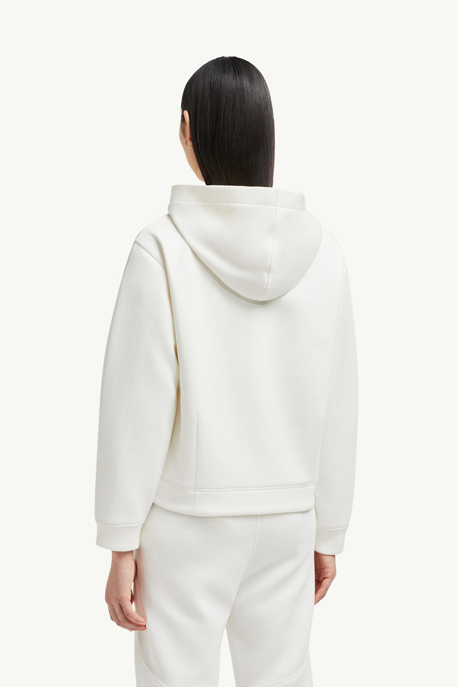Year of the Snake Embroidered Logo Neoprene Zip-Up Hoodie Women White Moncler 4