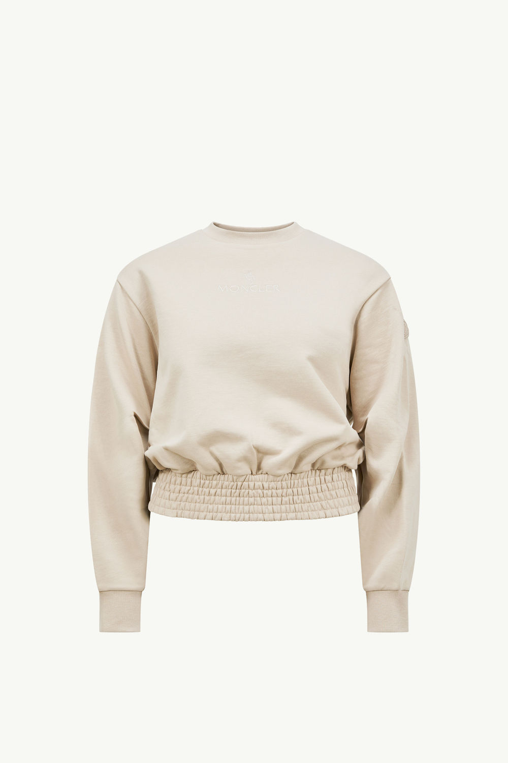 Pleated Sleeve Cotton Sweatshirt Women Sand Beige Moncler 2
