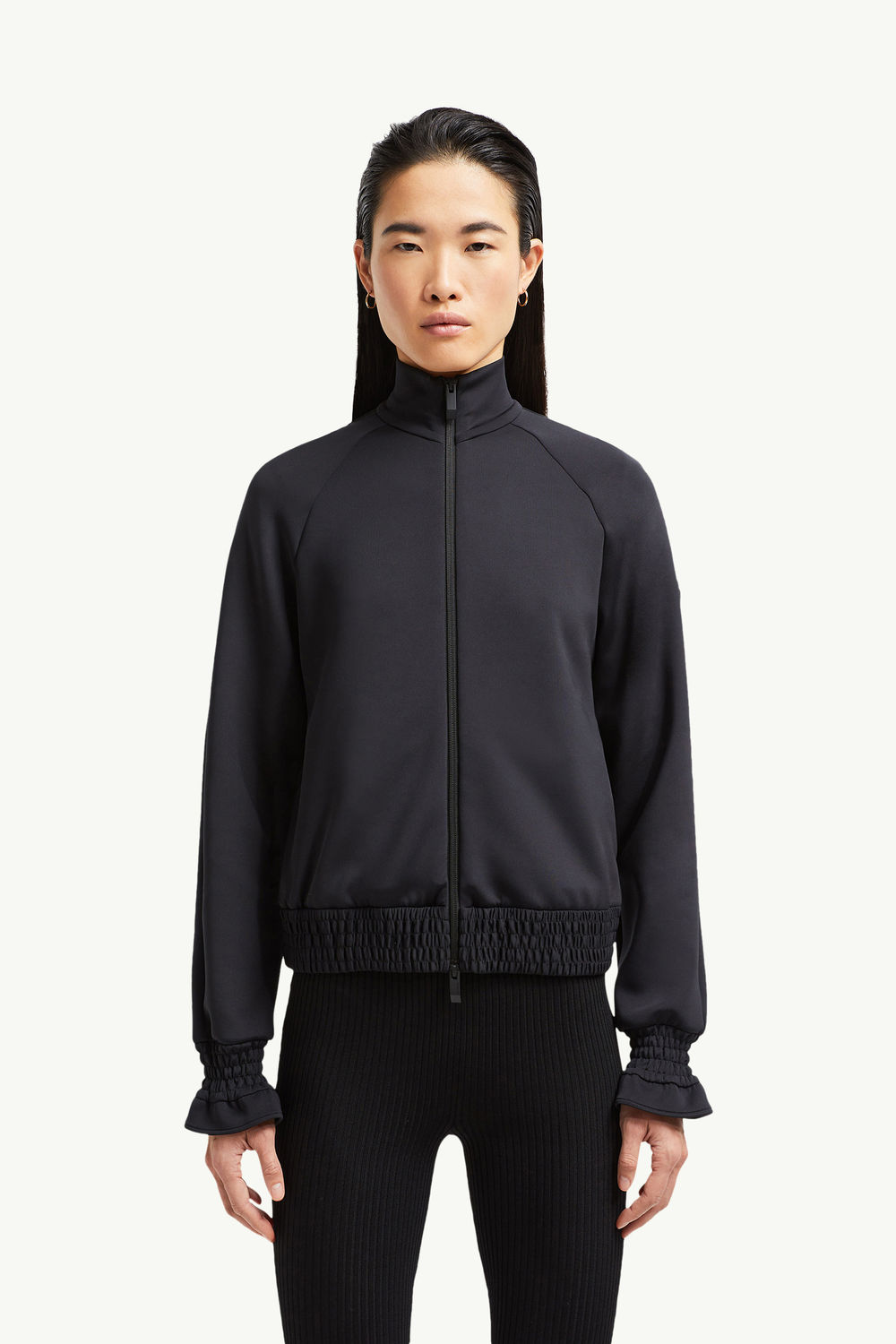 Neoprene Zip-Up Sweatshirt Women Black Moncler 3