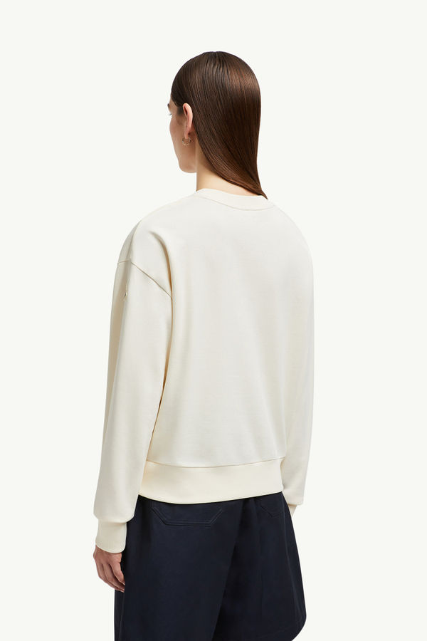 Sweatshirt aus Baumwolle mit passender Logostickerei Damen Weiß-Elfenbein Moncler 4