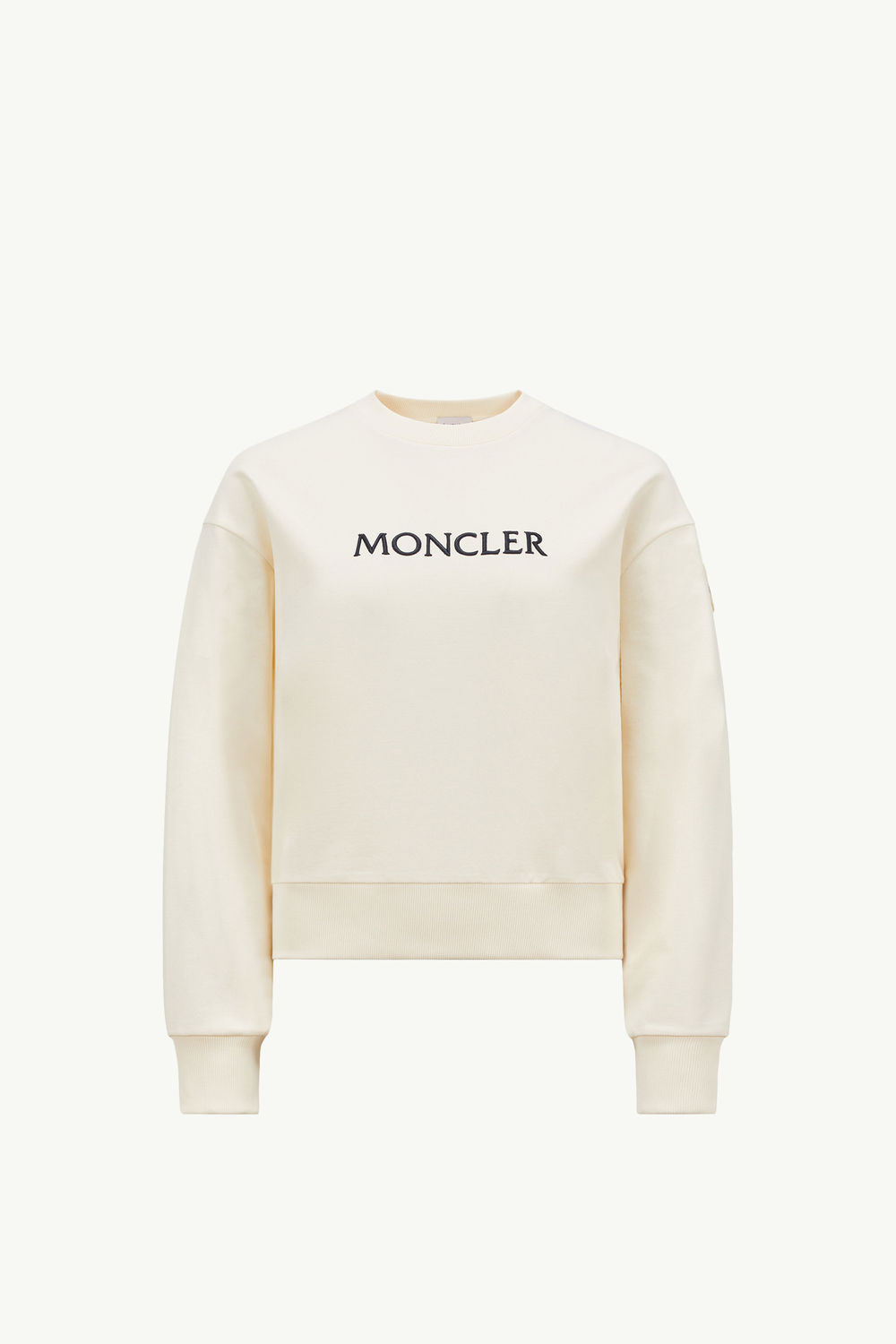 Embroidered Tonal Logo Cotton Sweatshirt Women White Ivory Moncler 2