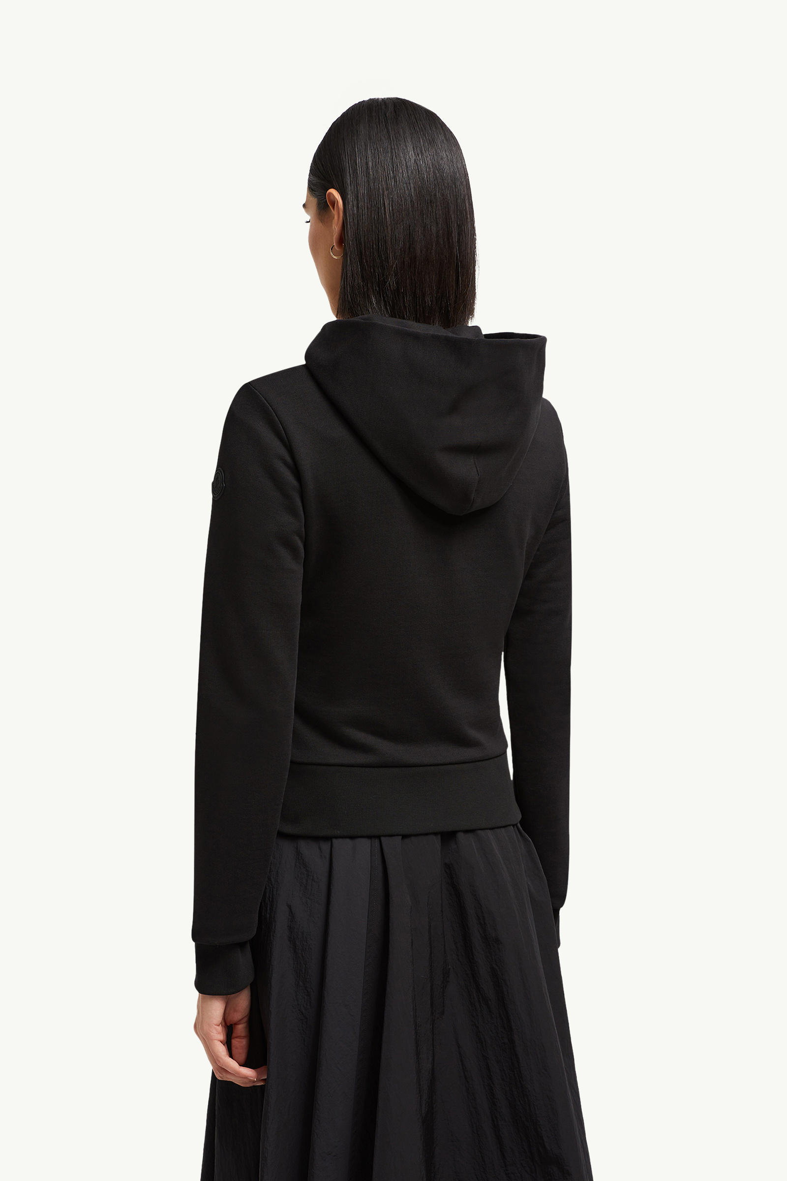 Padded Diagonal-Quilted Cotton Zip-Up Hoodie Women Black Moncler 4