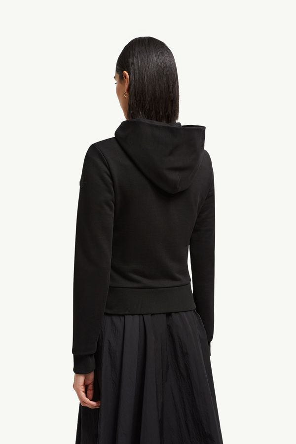 Sweat zippé en coton à matelassage diagonal Femmes Noir Moncler 4