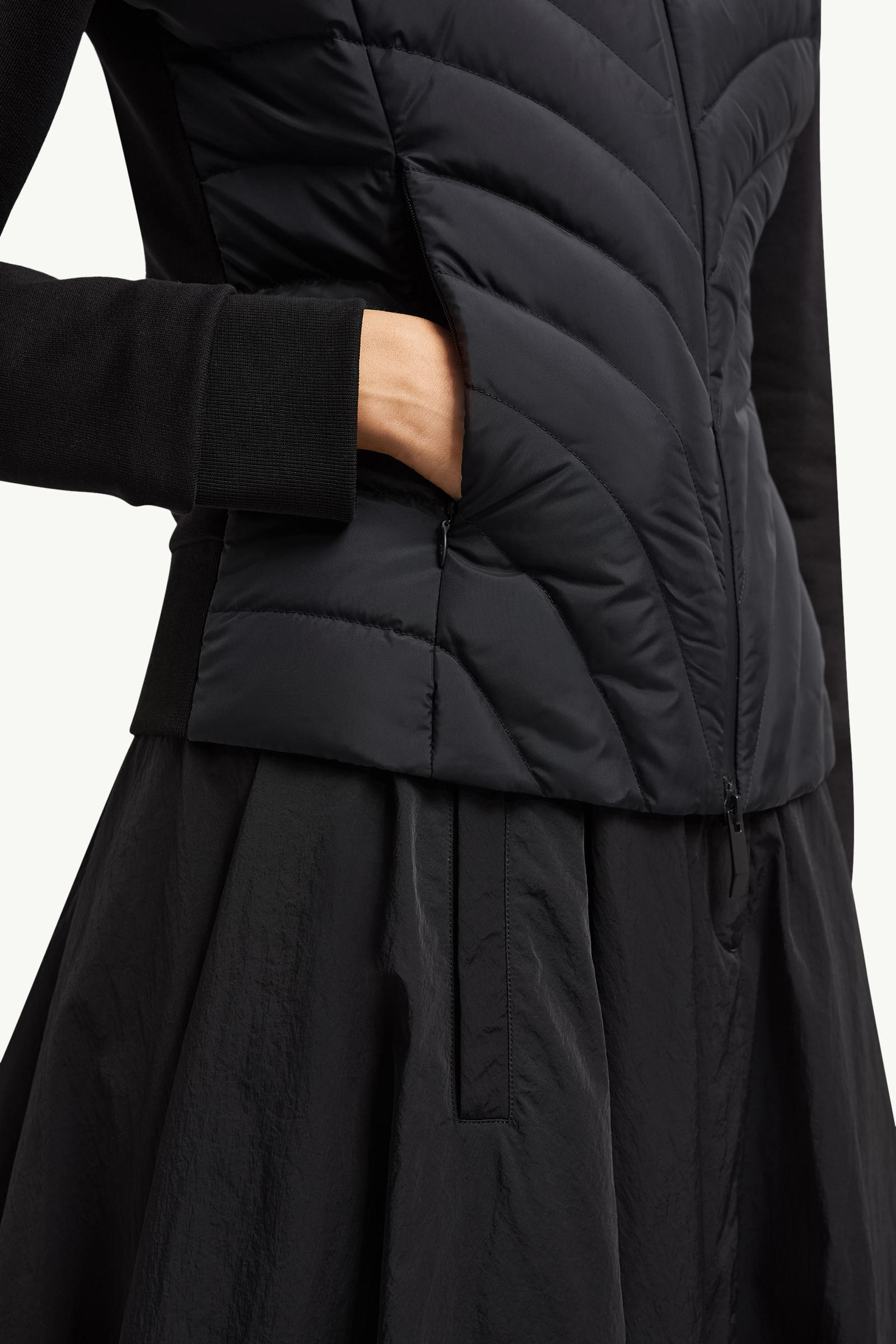 Padded Diagonal-Quilted Cotton Zip-Up Hoodie Women Black Moncler 5