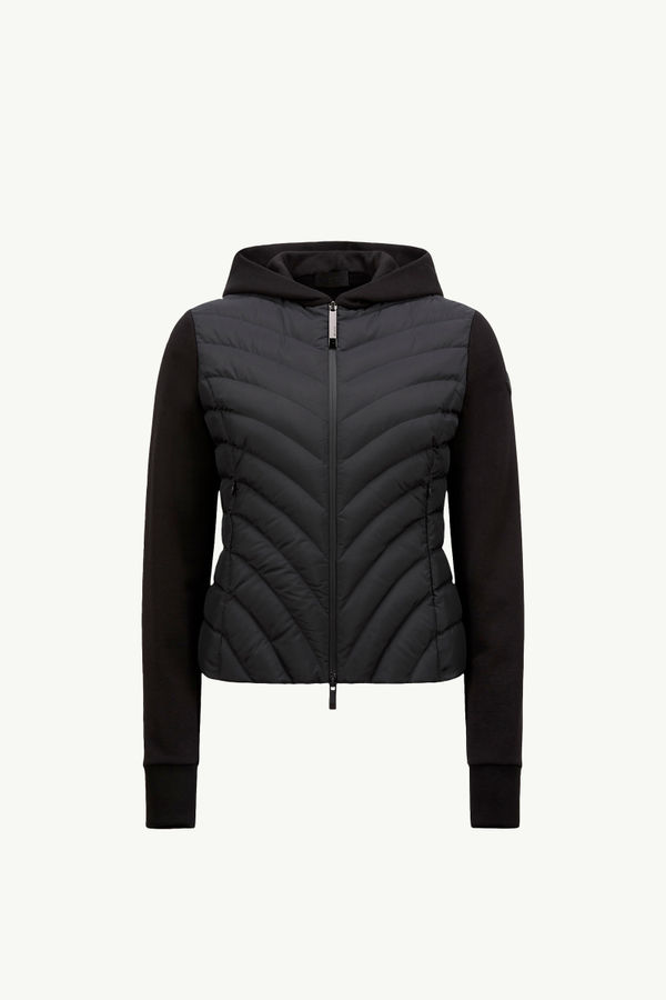Sweat zippé en coton à matelassage diagonal Femmes Noir Moncler 2