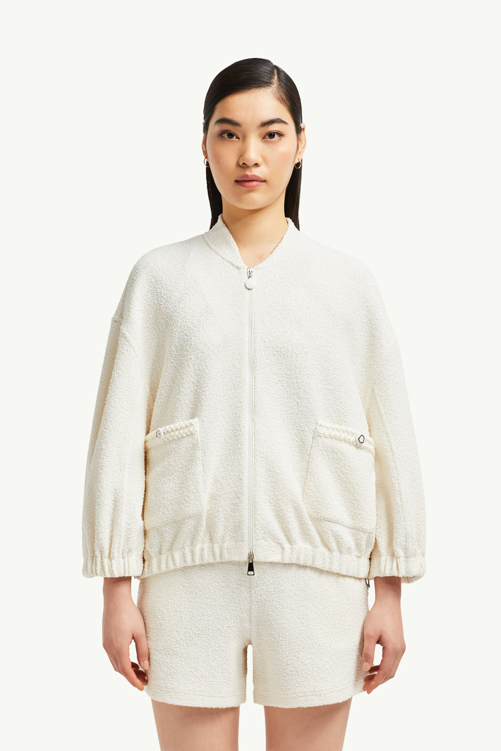 2-in-1 Bouclé Zip-Up Cardigan Women White Moncler 3