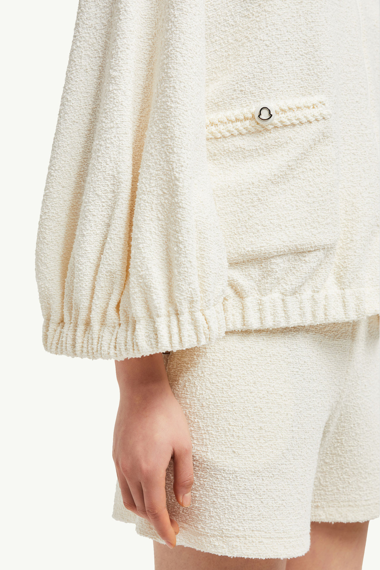 2-in-1-Strickjacke aus Bouclé mit Reißverschluss Damen Weiß Moncler 5