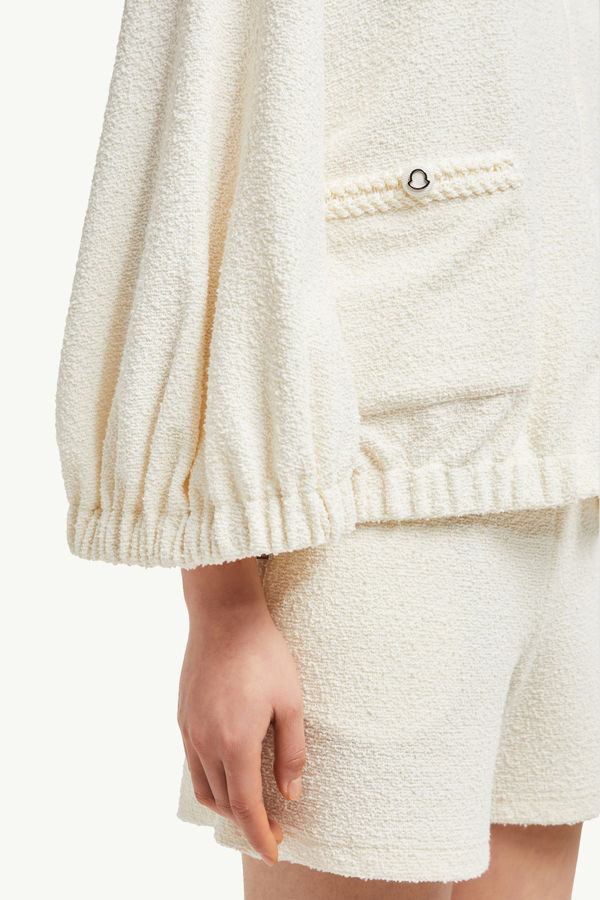 Cardigan zippé 2-en-1 en bouclé Femmes Blanc Moncler 5