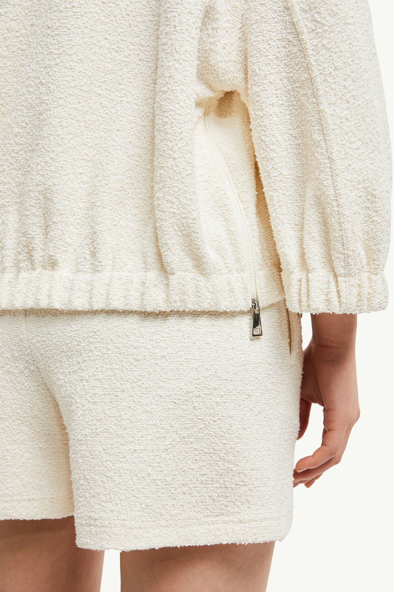 2-in-1-Strickjacke aus Bouclé mit Reißverschluss Damen Weiß Moncler 7