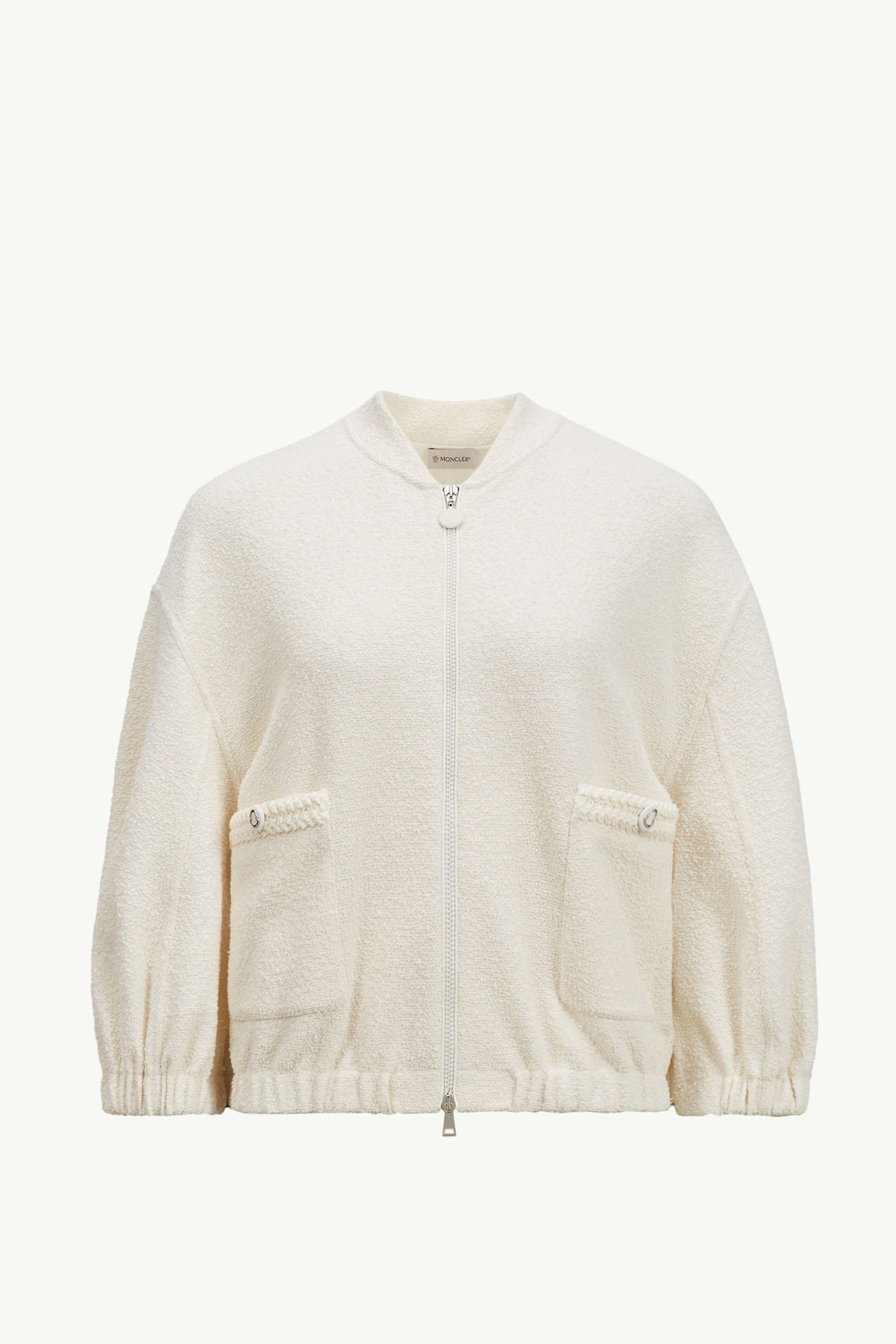 2-in-1-Strickjacke aus Bouclé mit Reißverschluss Damen Weiß Moncler 2