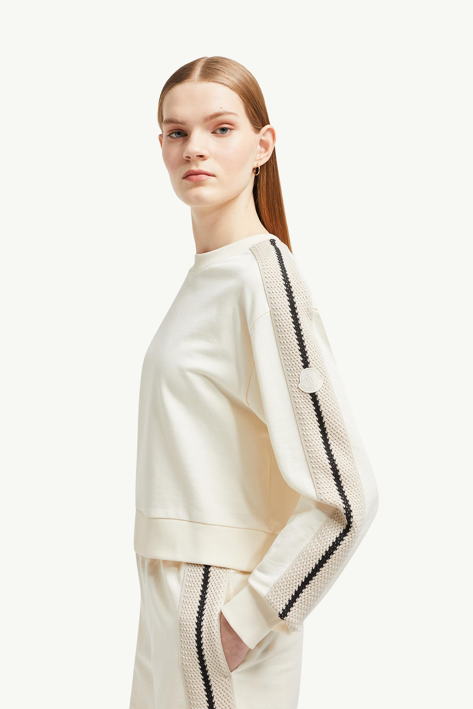 Crochet Accent Cotton Sweatshirt Women White Moncler 1