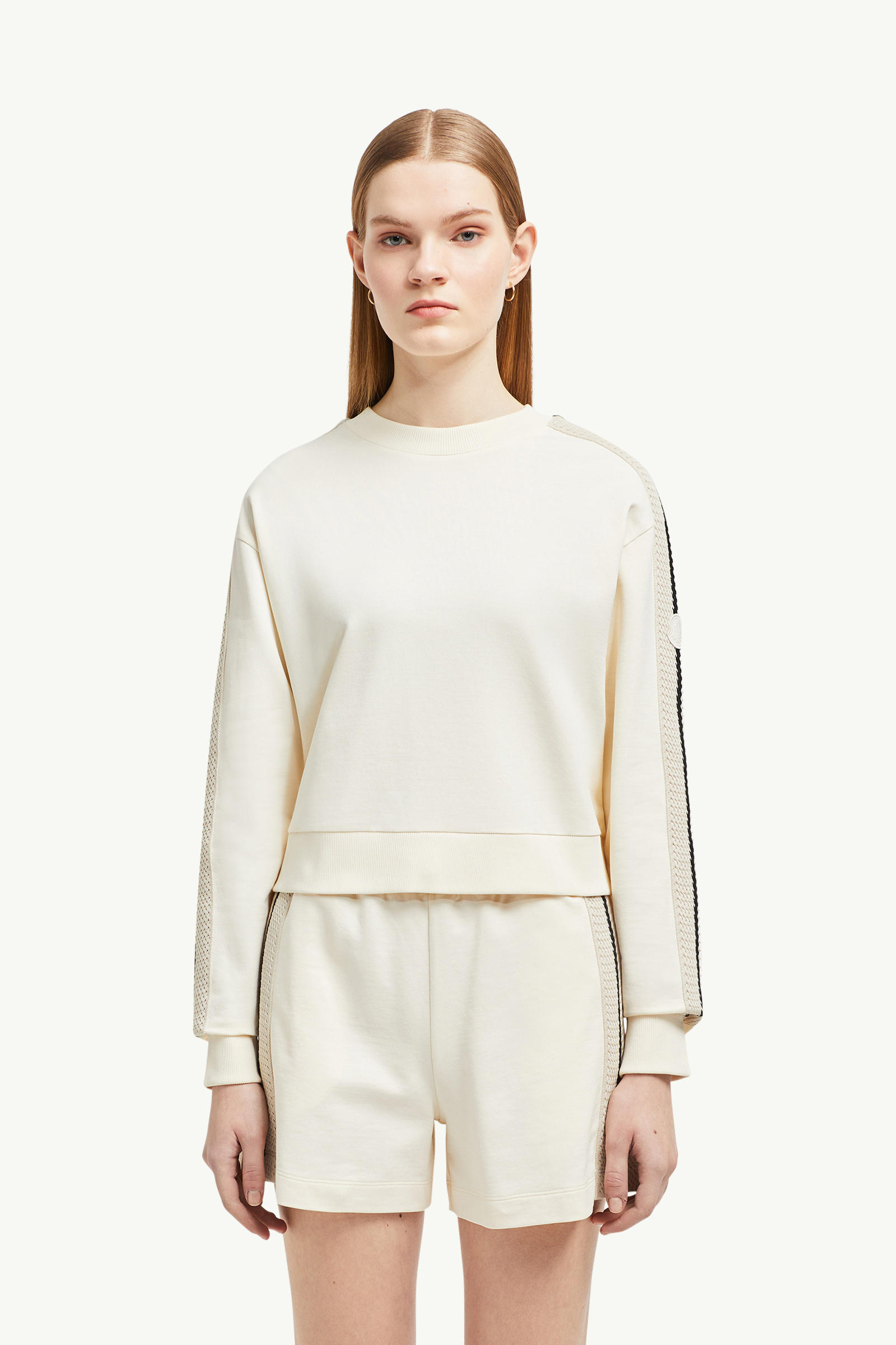 Crochet Accent Cotton Sweatshirt Women White Moncler 3