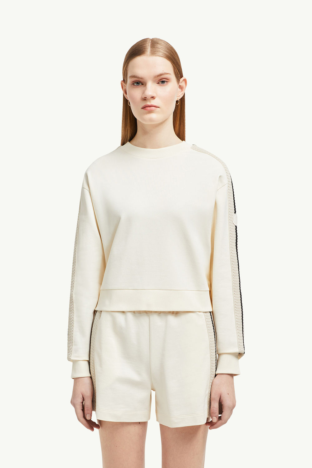Sweat en coton avec détails en crochet Femmes Blanc Moncler 3