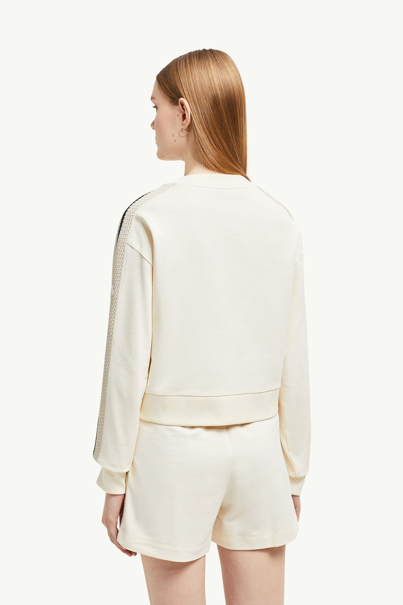 Sweatshirt aus Baumwolle mit Häkelakzent Damen Weiß Moncler 4