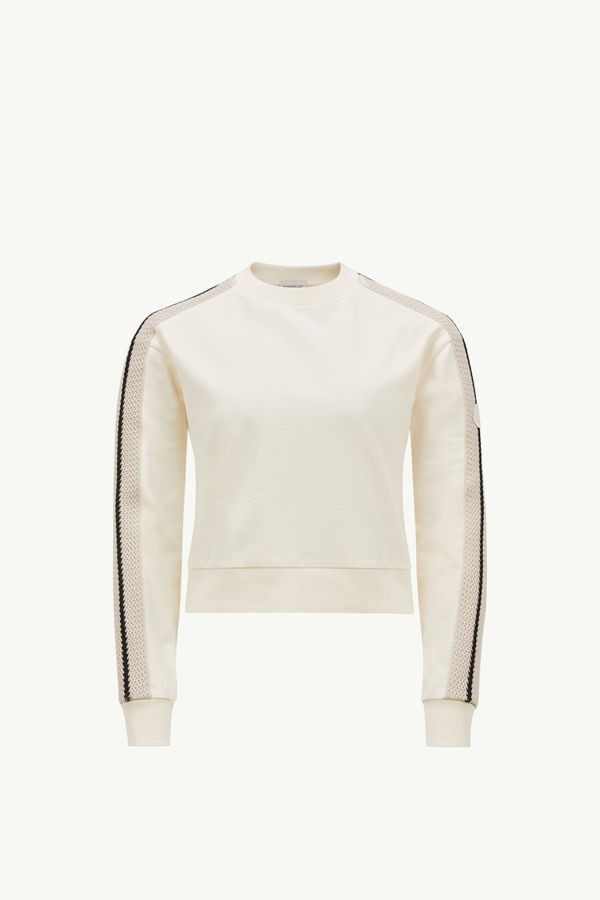 Crochet Accent Cotton Sweatshirt Women White Moncler 2
