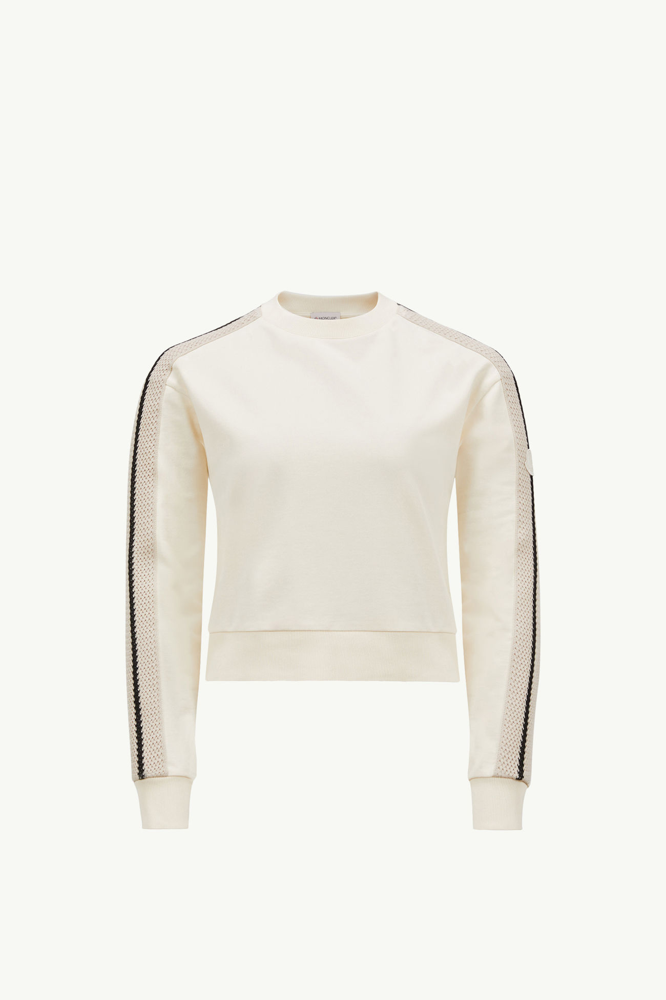 Sweatshirt aus Baumwolle mit Häkelakzent Damen Weiß Moncler 2
