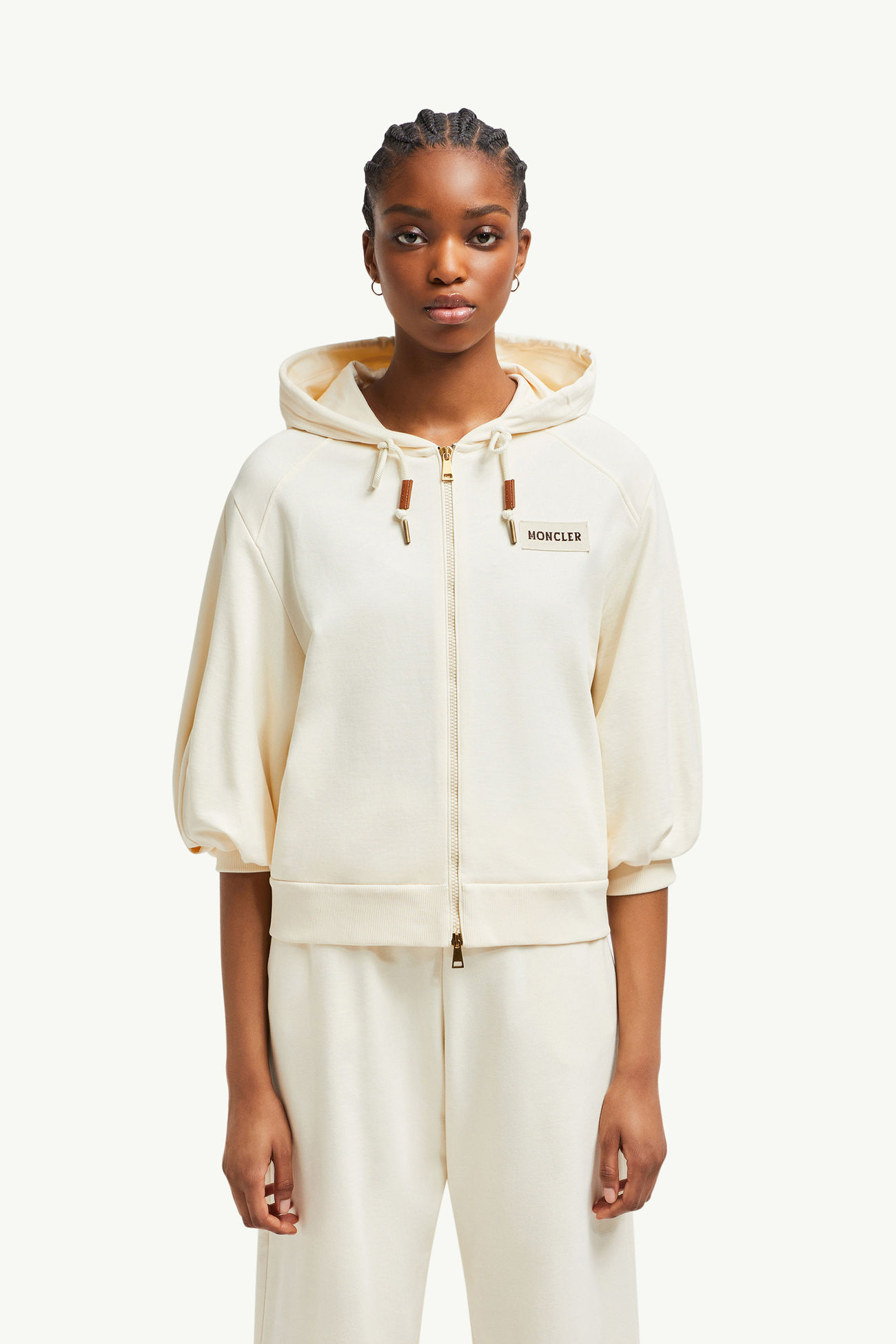 棉質拉鏈連帽衫 女士 白色 Moncler 3