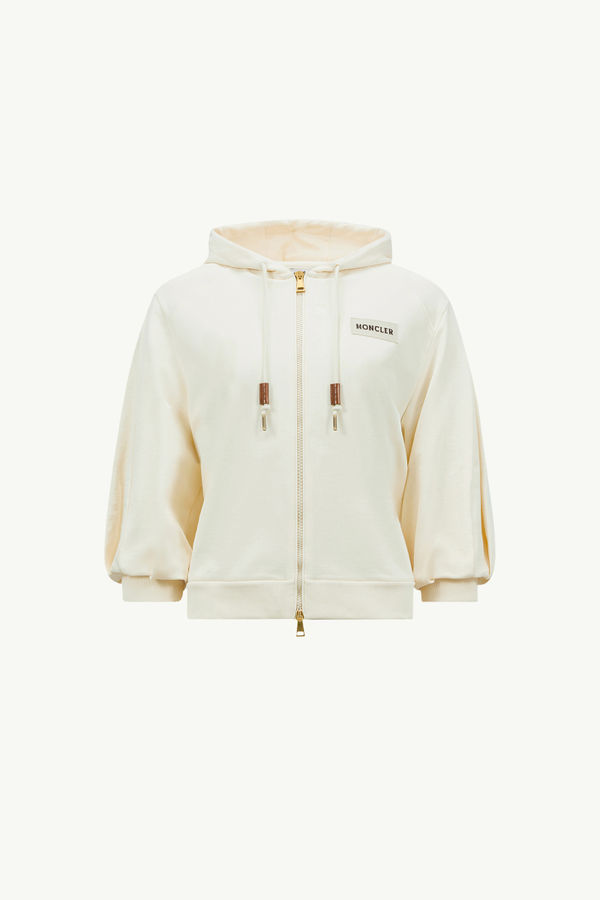Felpa in cotone con cappuccio e zip Donna Bianco Moncler 2