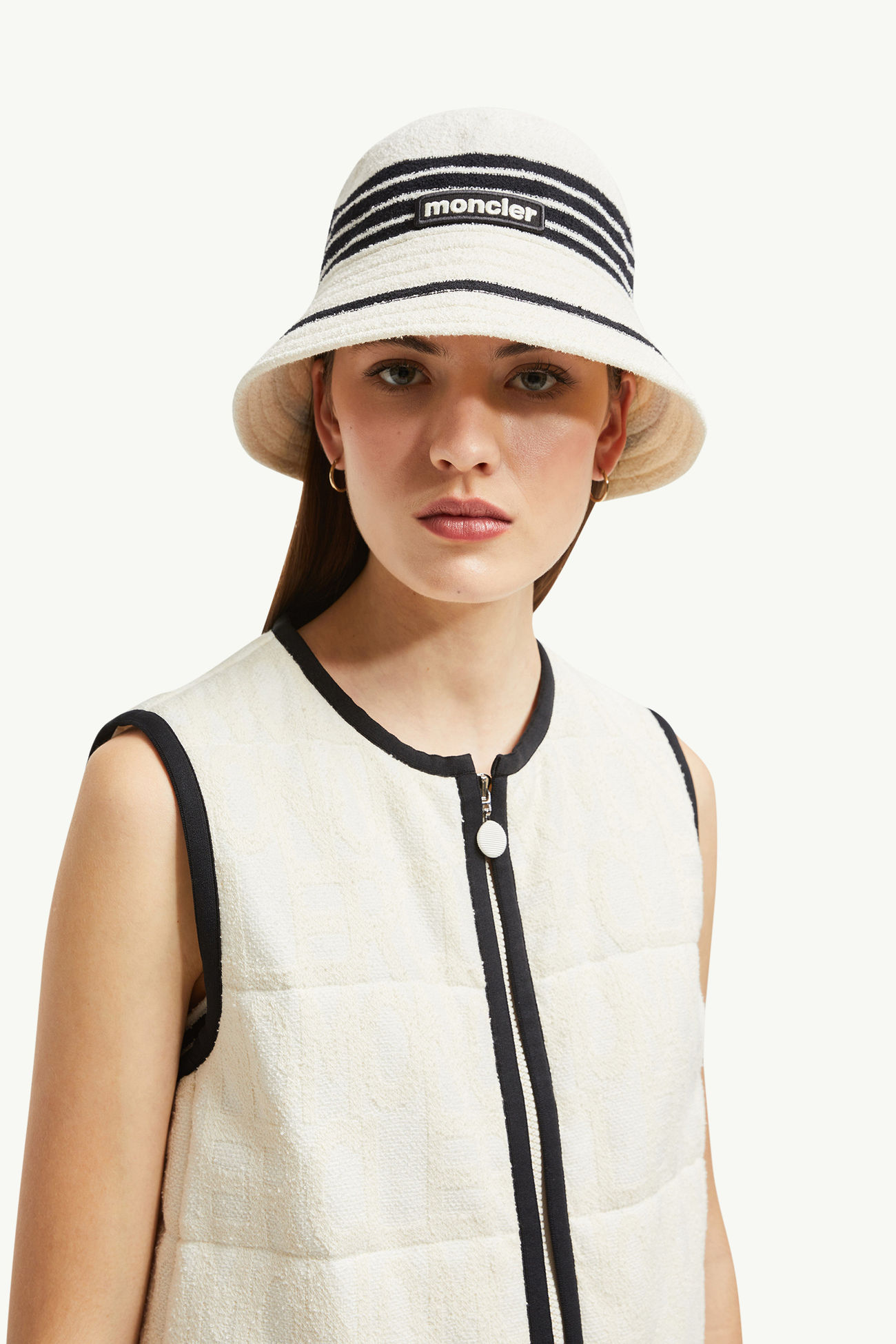 Terry Cloth Logo Jacquard Padded Vest Women White Moncler 1