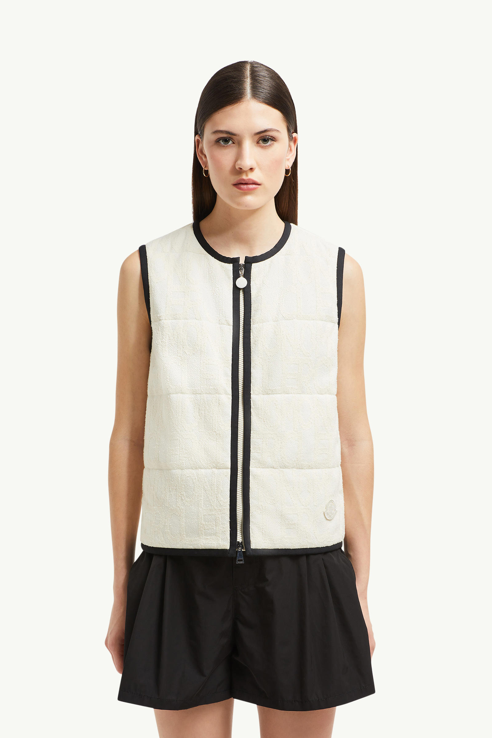 Terry Cloth Logo Jacquard Padded Gilet Women White Moncler 3