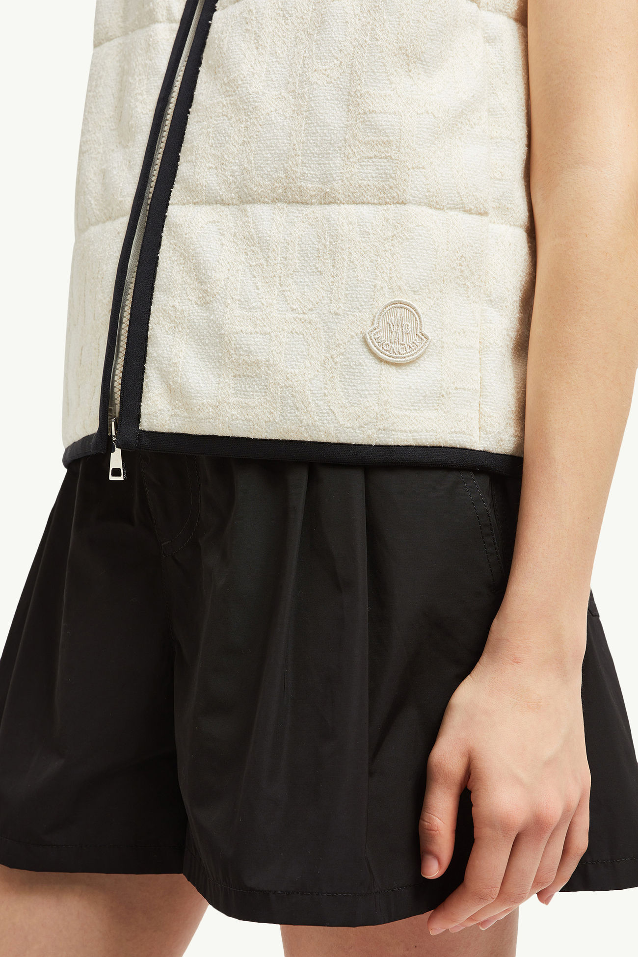 Wattierte Weste aus Frottee-Logo-Jacquard Damen Weiß Moncler 5