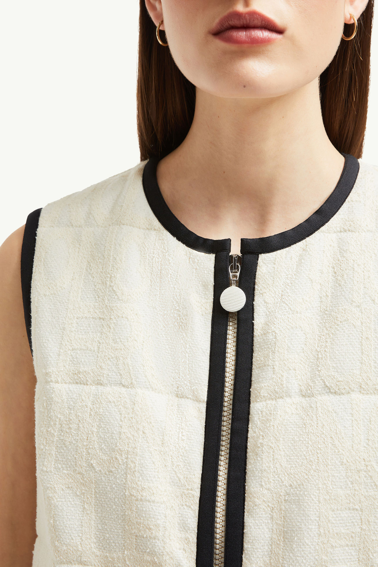 Wattierte Weste aus Frottee-Logo-Jacquard Damen Weiß Moncler 6