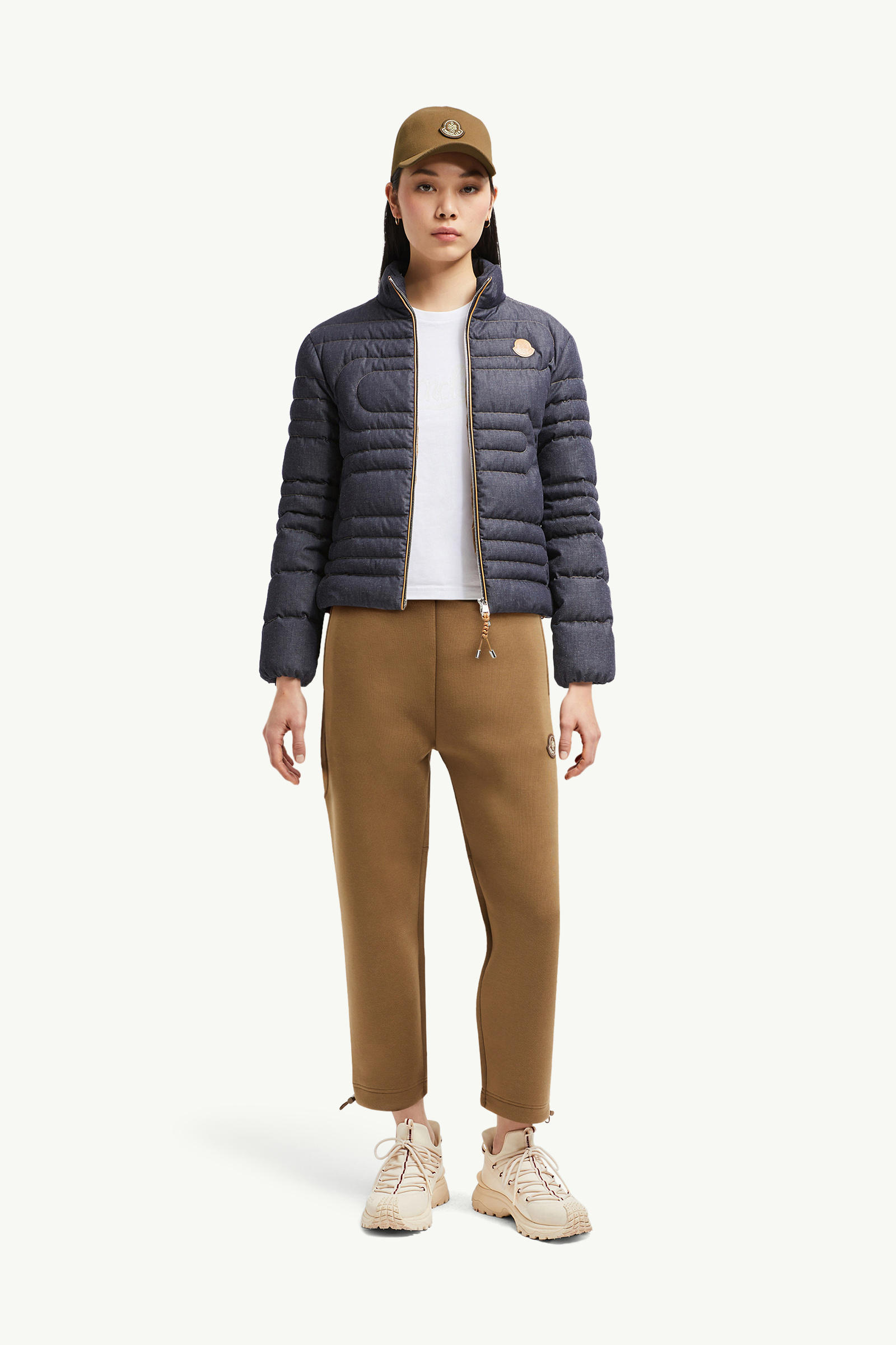 Year of the Snake Patch Neoprene Track Pants Women Brown Moncler 0