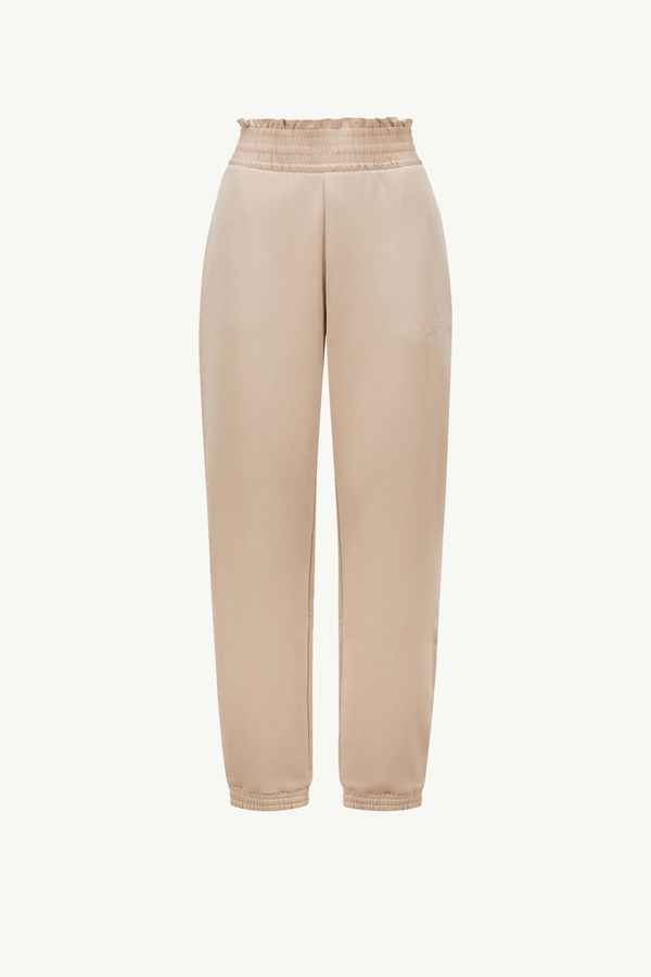 Pantalones deportivos de algodón con logotipo bordado Mujer Beige Arena Moncler 2