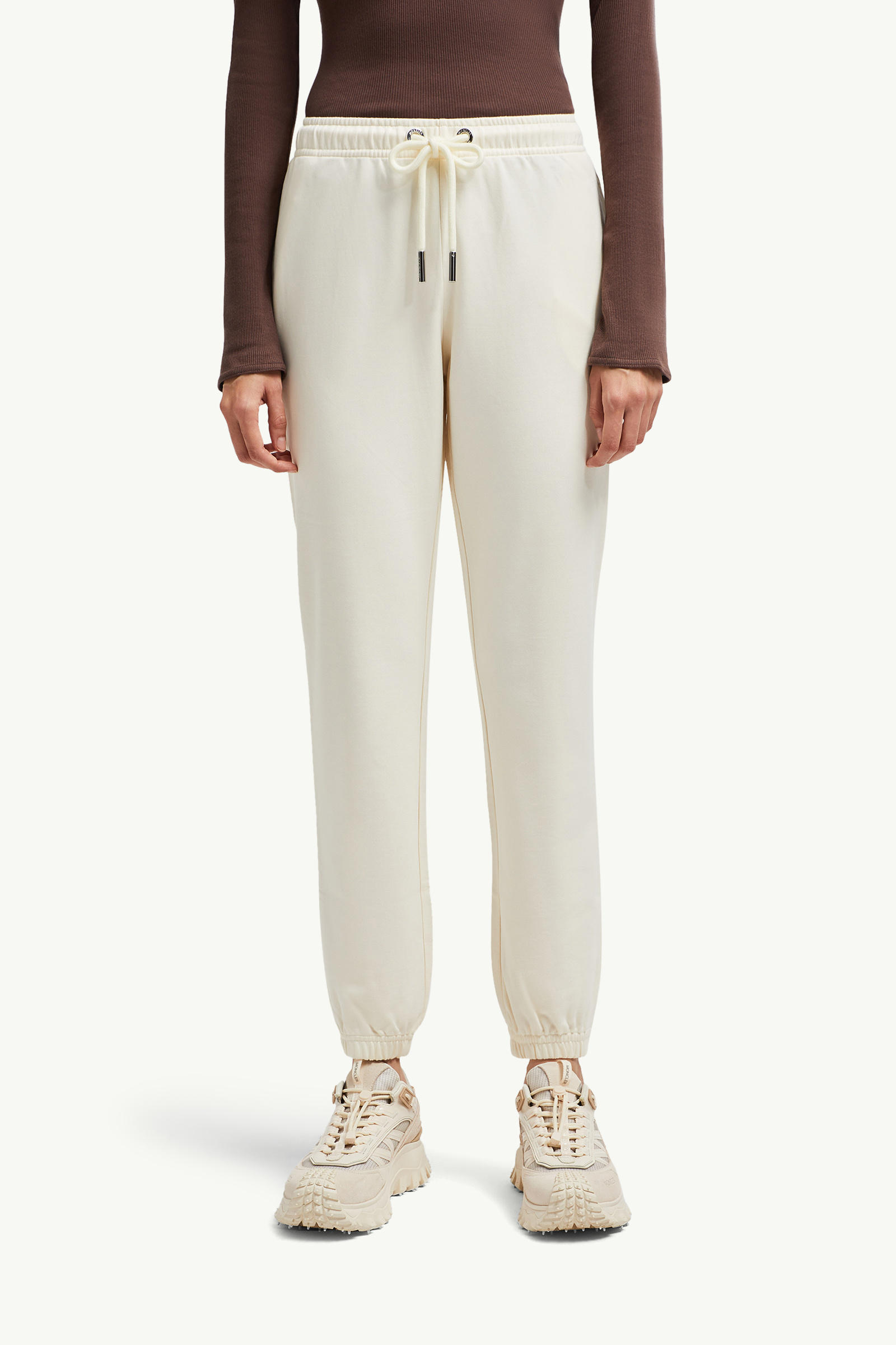 Logo Patch Cotton trackpants Women White Moncler 3