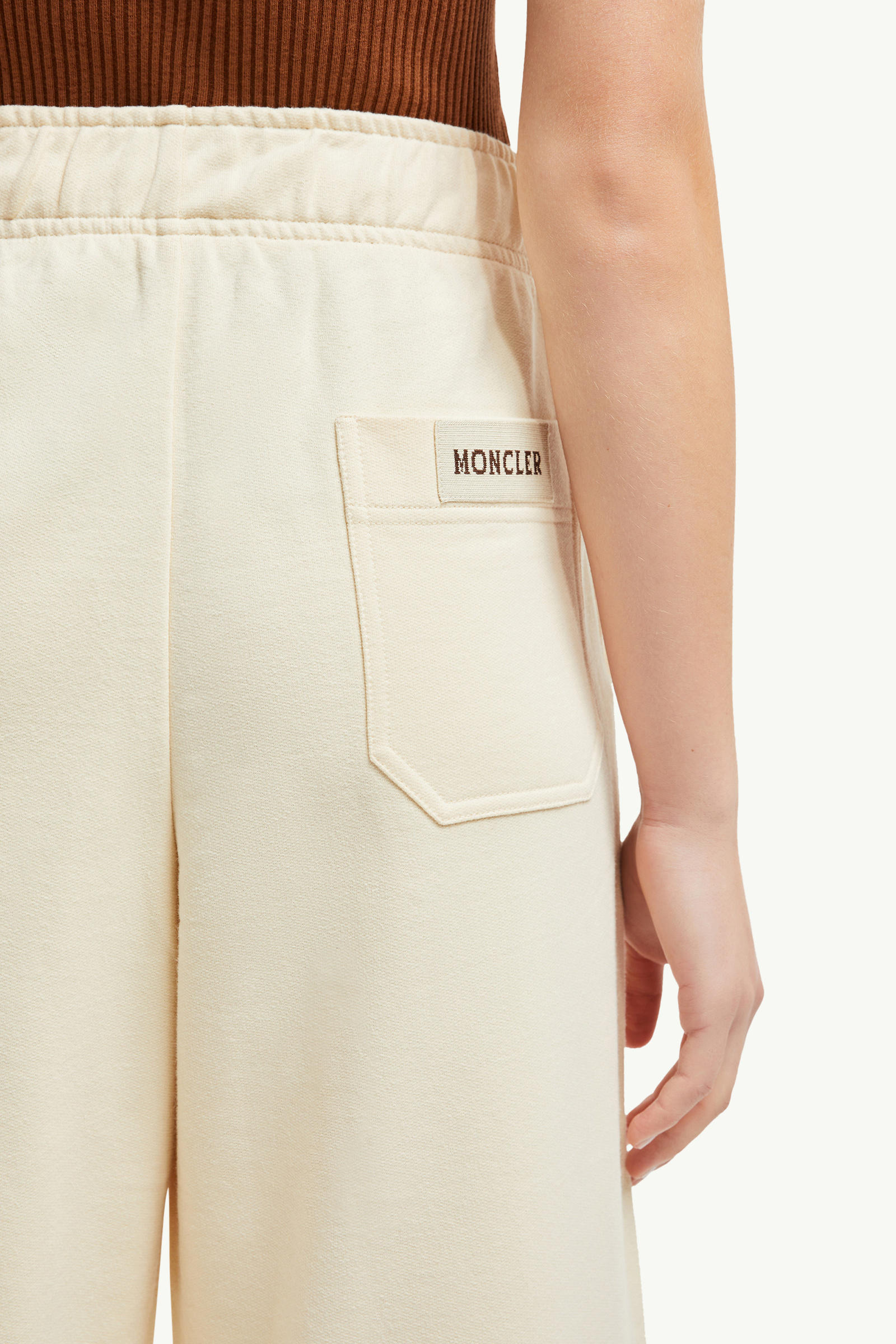 Wide Leg Cotton Track Pants Women White Moncler 1