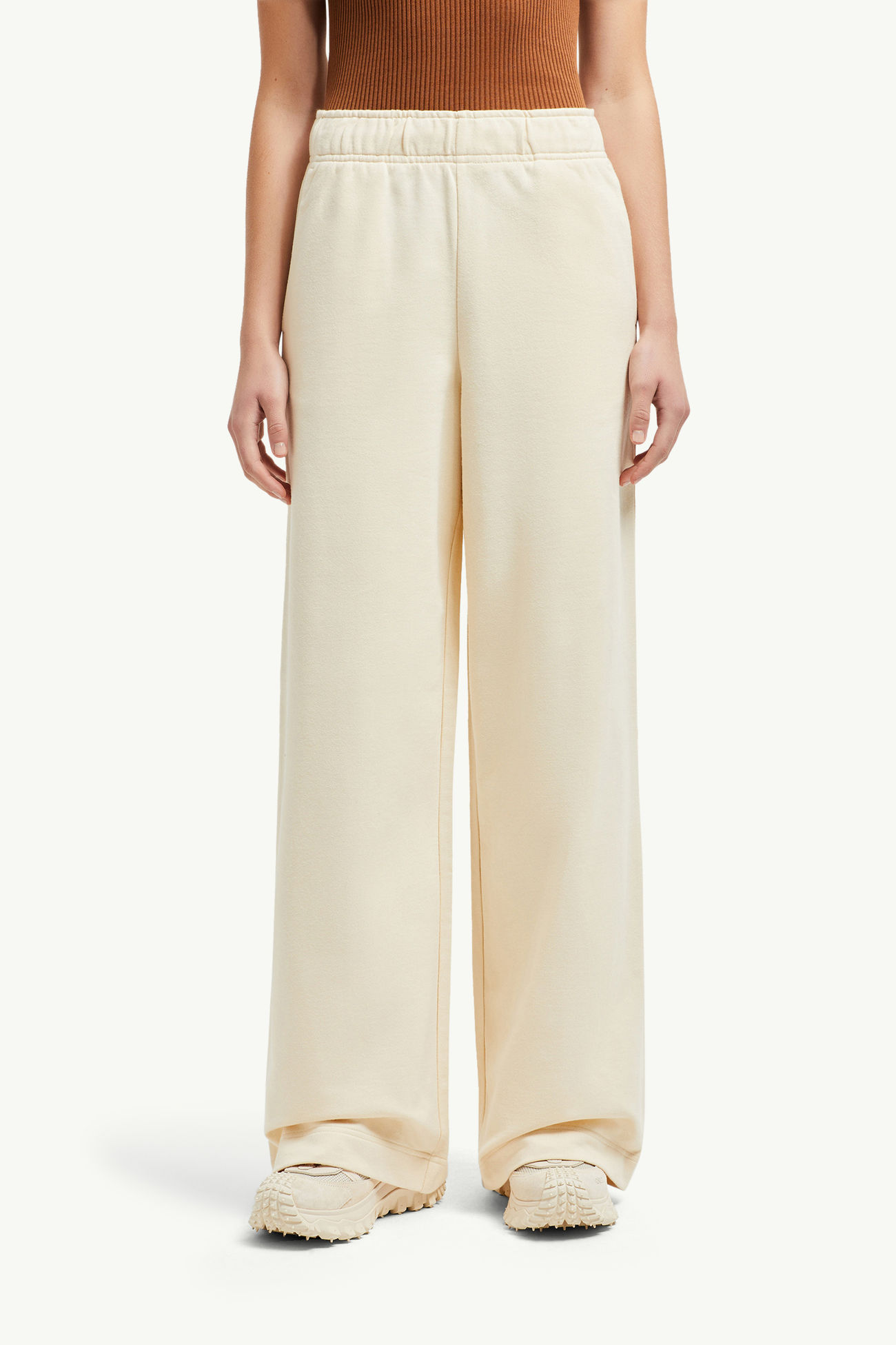 Pantaloni sportivi a gamba ampia in cotone Donna Bianco Moncler 3